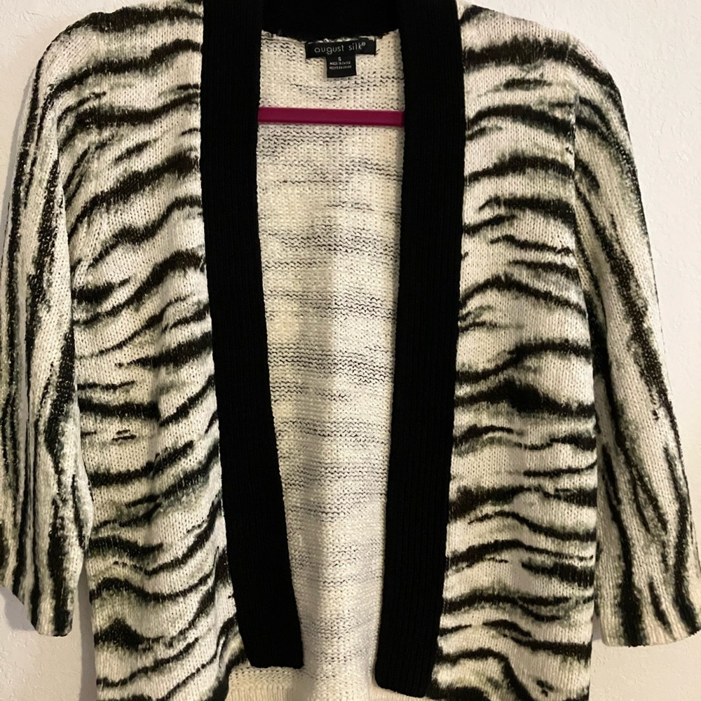 August Silk Black and White Animal Print Cardigan